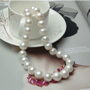 Dây chuyền ngọc trai Edison, dây ngọc trai nước ngọt tự nhiên, ngọc trai trắng tròn cỡ lớn 12-15mm, không khóa - Product Image 6