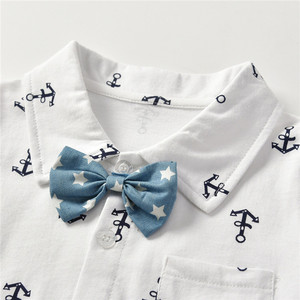 pequeños camisa blanca + pantalones azules, <span class=keywords><strong>traje</strong></span> <span class=keywords><strong>Caballero</strong></span> muchachos Bebé Ropa de verano conjunto del 4 de julio - Product Image 4