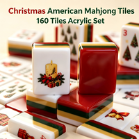 Jeu de Mahjong Américain Personnalisé 160 Pièces en Acrylique Thème Noël, Règles NMJL, Jeu de Mahjong de Fêtes pour la Vente en Gros