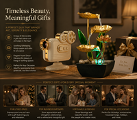Ensemble cadeau de fontaine à eau décorative rétro de luxe et de modèle de lotus pour le bureau, la décoration de la maison, les cadeaux d'affaires
