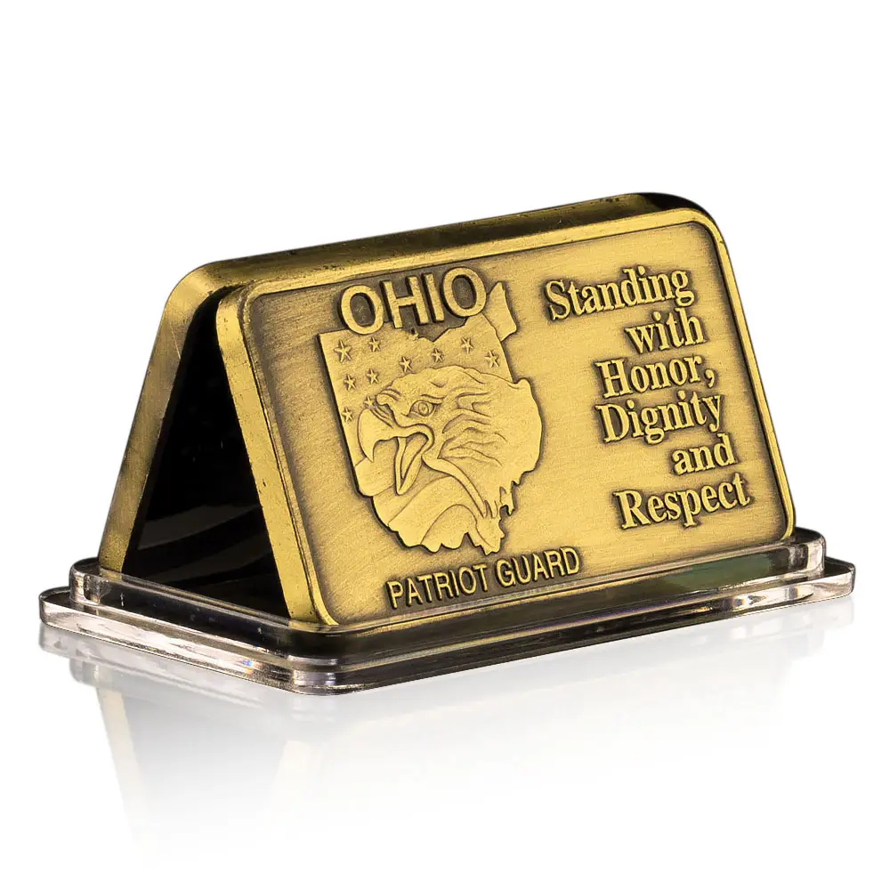 Stati Uniti Ohio guardia patriota in piedi con dignità d'onore e rispetto Souvenir sfida moneta commemorativa in bronzo placcato Bar