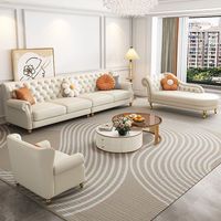 Ensemble de canapés en cuir de style crème français pour salon, nouveau canapé en cuir de luxe américain simple pour villa européenne
