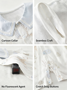 Combinaison en bambou pour bébé, pyjama d'été respirant en tricot unisexe avec fermeture à boutons-pression - Product Image 4