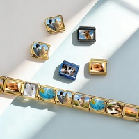 Abalorio italiano personalizado con foto, logotipo o texto, compatible con pulseras de acero inoxidable de 9 mm, ideal para hacer joyería DIY al por mayor.