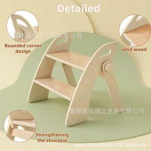 Nuevo taburete infantil de madera de estilo transfronterizo, taburete plegable para niños, estructura de escalada de madera maciza para uso doméstico en interiores. - Product Image 4