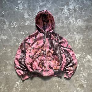 ผู้ผลิตคุณภาพสูง เสื้อผ้าสตรีทแวร์ลายพรางต้นไม้สีชมพู วินเทจ ผ้าถัก 400GSM ระบายอากาศได้ดี ผลิตตามสั่ง ผ้าฝ้าย 100% พิมพ์ลายทั้งตัว ซิปหน้า สำหรับผู้ชาย - Product Image 4