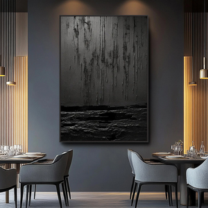 Mới Nhất Thiết Kế Handmade Vải Trừu Tượng Hiện Đại 3D Tường Nghệ Thuật Trang Trí Nội Thất Wabi Sabi Kết Cấu Nghệ Thuật Màu Đen Bức Tranh - Product Image 3