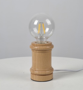 Lampe de bureau minimaliste en bois, support d'ampoule LED E27, petite taille, bois naturel, veilleuse de chambre, lampe de table décorative - Product Image 3