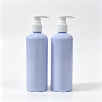 Bouteille cylindrique en PET violet clair de 335 ml en gros, avec pompe à lotion blanche, pour shampoing et gel douche