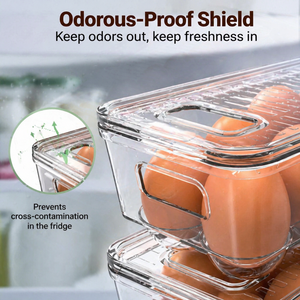 Lot de 2 supports à œufs empilables transparents en PP avec couvercle et poignée pour réfrigérateur – Organisation écologique pour la cuisine et le garde-manger - Product Image 5
