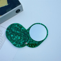 Miroir de maquillage pliable de poche personnalisé, petit et ovale, avec plaque en acétate et option logo, modèle RYJ007