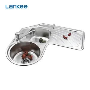 900*900mm en acier inoxydable d'angle 304 # évier de cuisine avec égouttoir