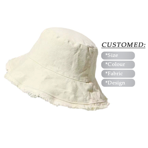 Sombreros de Pescador Lisos Deshilachados de Moda al por Mayor, Sombreros de Pescador de Lona Plegables Unisex para Mujer - Product Image 1