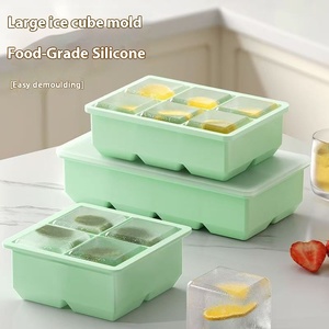 Công Suất Lớn Tái Sử Dụng Silicone Khay Đá Với Nắp Hộ Gia Đình Khuôn Đá Và Hộp Cho Làm Đá - Product Image 2