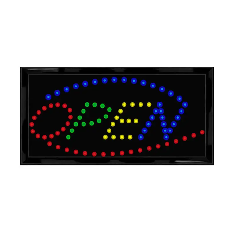 Custom Colorful Open Advertising Board, best selling Bright LED Open Sign with Animation ON and OFF Switch with Chain Kit (Oval