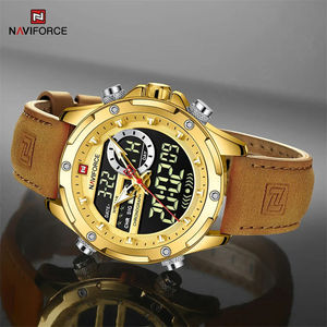 Montres Naviforce 9208 NF9208 de luxe originales, bracelet en cuir, étanches, chronographe sport décontracté, montre à quartz pour homme - Product Image 3