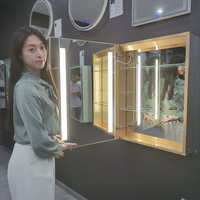 Lemari Cermin LED Kustom Pabrik Highzway dengan Sensor Tangan, Penghilang Embun, CCT 3 Lampu, Lemari Obat LED, Lemari Dinding Kamar Mandi