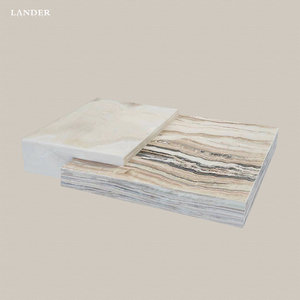 Tavolino da Caffè Moderno Lander Store in Travertino Tiramisù <span class=keywords><strong>Bianco</strong></span> Onice 350mm, Pietra Naturale in <span class=keywords><strong>Marmo</strong></span> per Soggiorno - Product Image 3