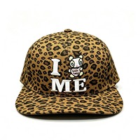 Casquette Snapback Personnalisée avec Votre Photo, Motif Camouflage Léopard, Visière Plate, Broderie 3D en Relief de Personnage Ours Cartoon