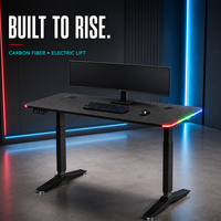 Bureau de jeu électrique réglable en hauteur à moteur unique AOR, surface en fibre de carbone, certifié CE RoHS, vente en gros usine