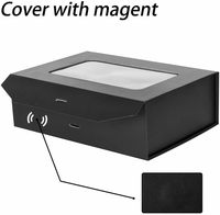 PLINJOY 10,8x7,5x3,5 pulgadas negro Cierre magnético tapas de cinta elegante presentación de papel Cajas de Regalo ventana transparente tipo carpetas