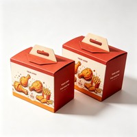 Boîte en carton pour restauration rapide, prix de gros, emballage pour poulet frit, vente chaude, boîtes à popcorn à emporter avec poignée, boîte à emporter