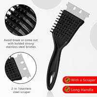 Brosse de nettoyage pour barbecue en acier inoxydable et plastique, brosse de nettoyage pour four extérieur, sac pour bâtonnets de charbon de bois, outil de barbecue réutilisable résistant à la chaleur