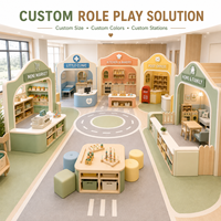 Équipement de jeu de rôle pour garderie, espace de jeu d'imitation pour enfants avec maison de jeu souple et mini-ville