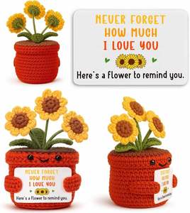 Handmade Crochet Sunflower Sentimental Gifts Anniversary Birthday <b>Presents</b> for Wife Husband Girlfriend Home Office Decor - Product Image 1