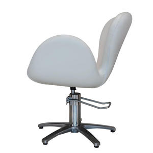 Chaise de barbier pliable en cuir synthétique blanc, robuste, avec pompe hydraulique, base à cinq griffes, couleur personnalisable, rotation à 360 degrés - Product Image 3