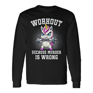 T-shirt à manches longues Workout Unicorn, design Powerlifting, chemise de motivation amusante pour la salle de sport - Product Image 2