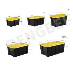 100L PP <strong>Plastic</strong> Storage <strong>Box</strong> with Lid 27 Gallon <strong>Stacked</strong> Heavy Duty Bin for Household Organization Over 100kg Load Capacity - Product Image 2