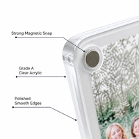 Cadre photo magnétique carré décoratif en acrylique pour réfrigérateur - Décoration d'intérieur double face étanche avec aimant intégré pour réfrigérateur