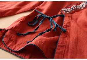 <span class=keywords><strong>M</strong></span>-3XL Летняя женская косая вышивка в китайском стиле ретро свободная и Улучшенная чайная одежда Hanfu Zen - Product Image 6