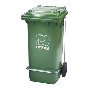 Bidone della Spazzatura 120 L Verde con Ruote e Pedale - Product Image 1