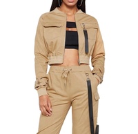 Kliou — survêtement deux pièces en Polyester pour femme, vêtement de Fitness, poches multiples, Cargo, ensemble de Fitness, 100%