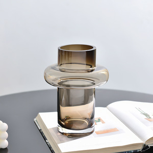 Jarrón de Vidrio Transparente de Color Té, Estilo Nórdico Minimalista Moderno, Semi-Artesanal, <span class=keywords><strong>para</strong></span> Bodas, Fiestas de Cumpleaños y Decoración del Hogar - Product Image 2