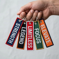 Porte-clés promotionnel personnalisé en alliage de zinc durable avec motif brodé en tissu polyester, prix abordable pour fabricants