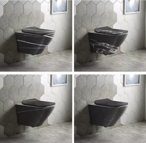 Inodoro de cerámica suspendido en la pared con diseño profesional para hotel de estilo rústico, con asiento de cierre suave - Product Image 2