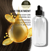Flacon compte-gouttes en plastique PET transparent transparent de 250ml avec pipette pour emballage cosmétique de soins de la peau d'huile essentielle