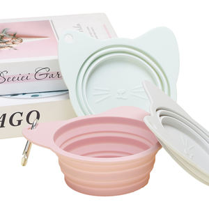 Mangkuk lipat hewan peliharaan silikon kelas makanan bentuk dapat disesuaikan dengan Carabiner, mangkuk makan perjalanan dapat dilipat untuk anjing dan kucing - Product Image 1