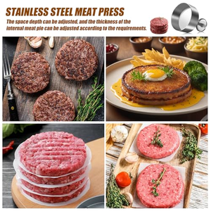 Presse à hamburgers réglable en acier inoxydable, moule à galettes antiadhésif pour barbecue, outil de cuisine pour hamburgers faits maison - Product Image 4