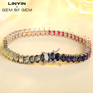 Experienced Manufacturer Silver Gold Tennis Chain Tarnish Free Waterproof 4mm Pinkish Red Ruby Tennis <b>Bracelet</b> - Product Image 3