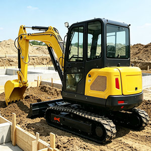 Mini-excavatrice sur chenilles de 3 tonnes avec cabine fermée, moteur hydraulique, pour travaux de jardinage - Product Image 2