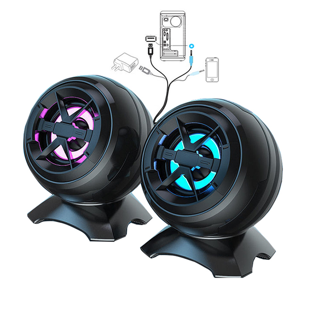 Portable Mini USB 2.0 Computer Speaker Desktop Laptop PC Speaker Digital Speaker with RGB LED Light Manufacturer