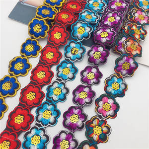 Pita Renda Payet Bordir Afrika Pita Trim Bunga Besi Pada Kain Pakaian Diy 16 Warna Stok Tersedia - Product Image 2