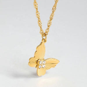 Collar con colgante de plata Popular <span class=keywords><strong>2022</strong></span> para niñas, collar de amistad con mejor amigo, abalorio de mariposa de acero inoxidable para fiestas - Product Image 1