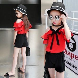 Ensembles de vêtements pour filles été 2022, t-shirts + shorts pour enfants, ensembles à manches courtes, vêtements de mode pour filles, tenue pour enfants de 4, <span class=keywords><strong>6</strong></span>, 8, 10, 11, 12 <span class=keywords><strong>ans</strong></span> - Product Image 3