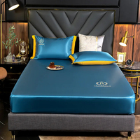 Drap-housse en soie de mûrier naturel quatre coins avec une bande élastique housse de matelas drap de lit de couleur unie