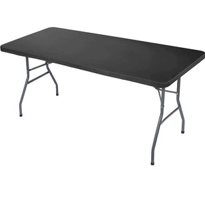 <span class=keywords><strong>Table</strong></span> <span class=keywords><strong>pliante</strong></span> en plastique <span class=keywords><strong>noire</strong></span> de 6 pieds, portable, rectangulaire, personnalisée, pour jardin, cour, hôpital, banquet, mariage, vente en gros à bas prix - Product Image 3